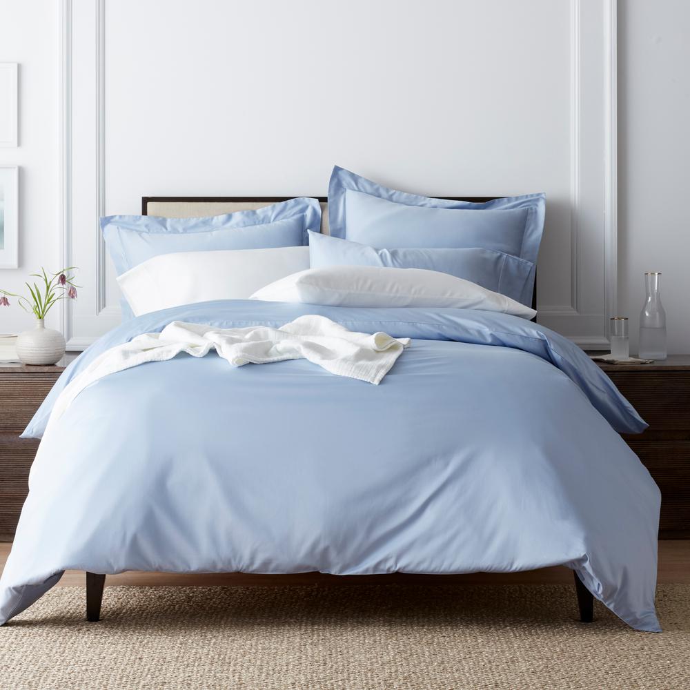 The Company Store Classic Solid Ice Blue Sateen Queen Duvet Cover Du03 Q Ice Blue The Home Depot