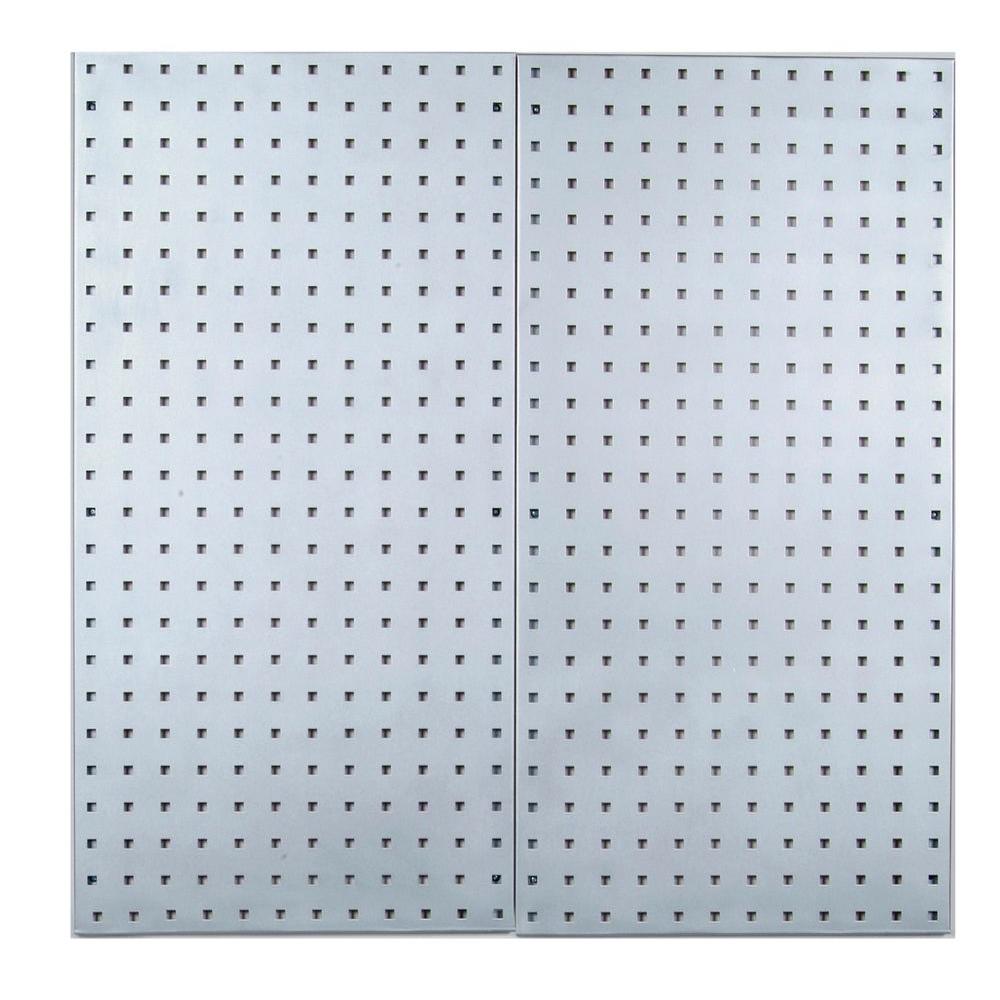 LocBoard 36 in. H x 18 in. W Silver Stainless Steel Square Hole