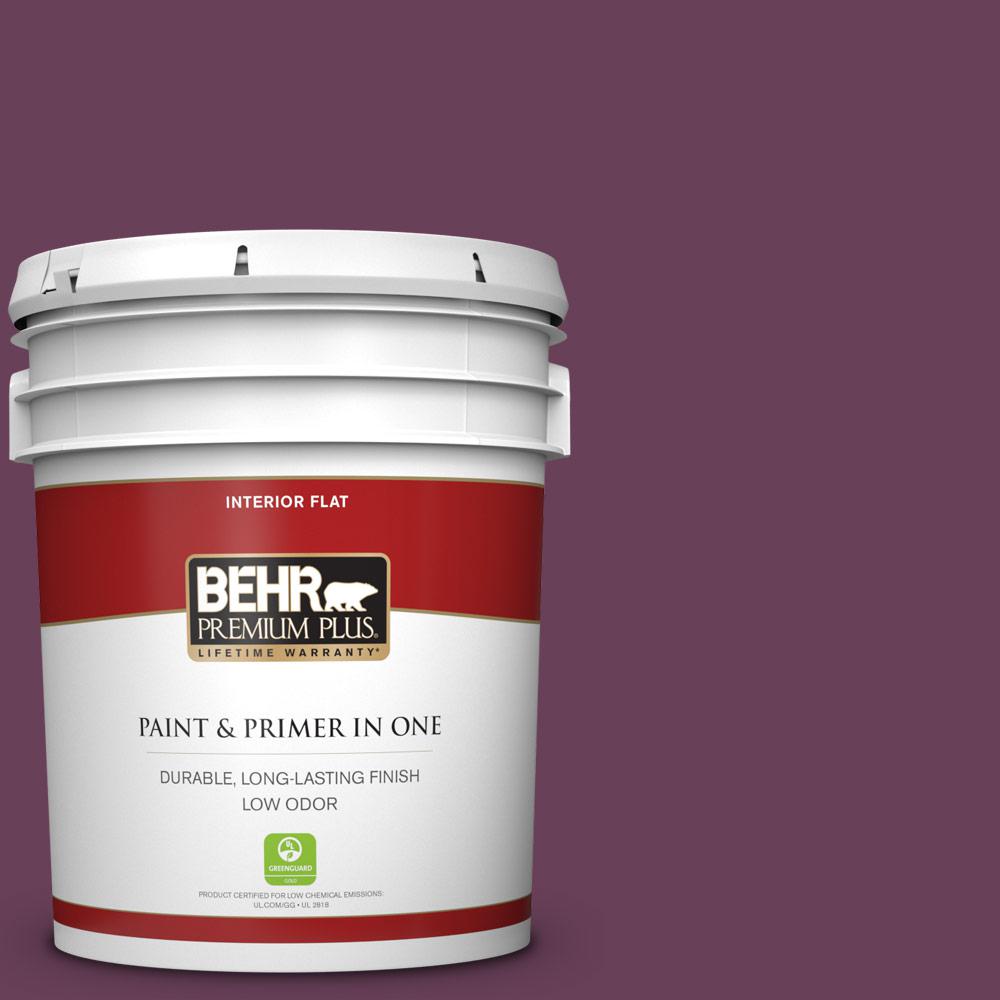 Behr Premium Plus 5 Gal Ppu1 20 Ed Plum Flat Low Odor Interior Ppu1 20 Ed Plum Flat Low Odor Interior Paint And Primer In One