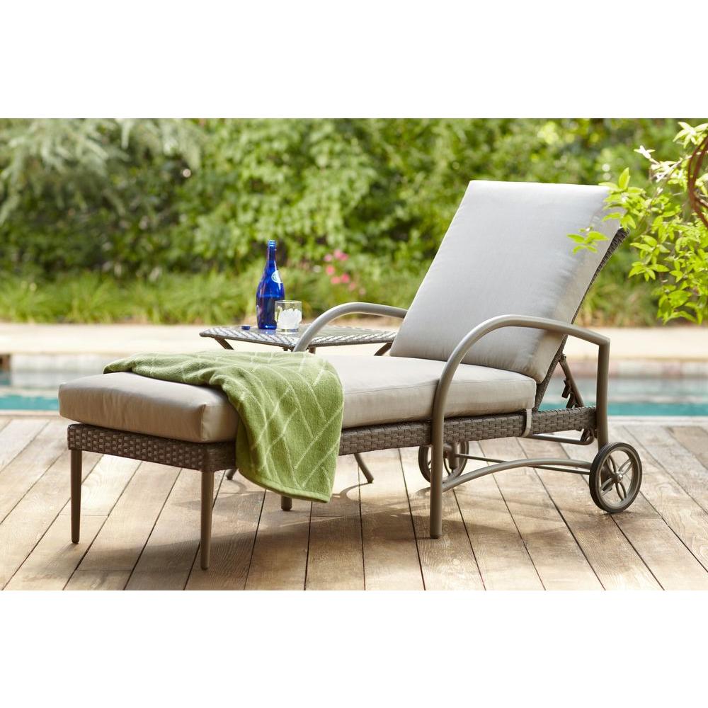 Hampton Bay Posada Patio Chaise Lounge With Gray Cushion 153 120 CL