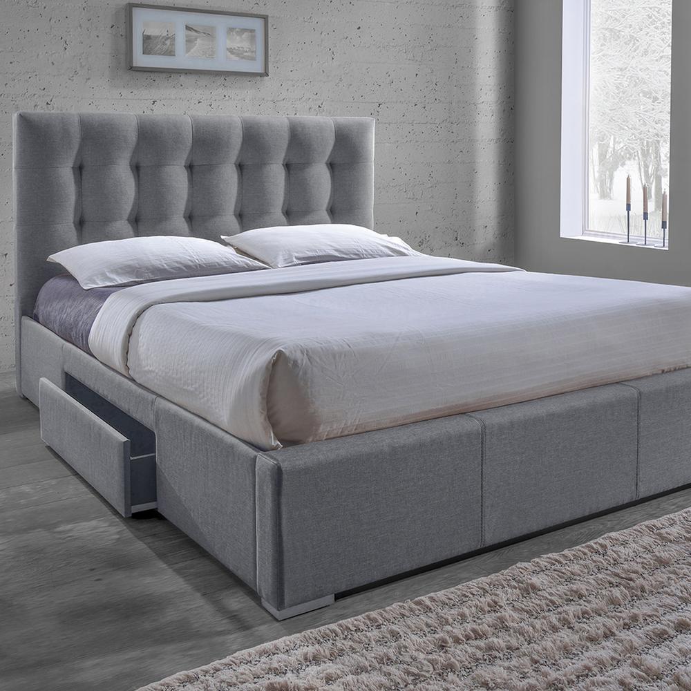 Baxton Studio Sarter Transitional Gray Fabric Upholstered King Size Sarter Transitional Gray Fabric Upholstered King Size Bed