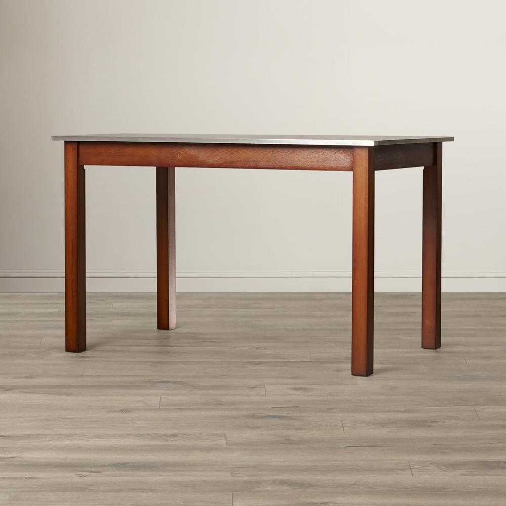 Carolina Cottage Carter Chestnut Brown Stainless Steel Top Dining Table