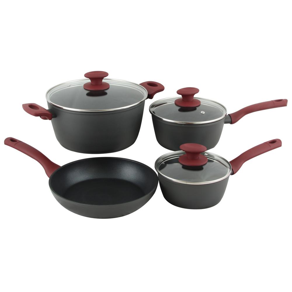 Gibson Home Marengo 7-Piece Black Aluminum Cookware Set with Lids by Gibson Home
