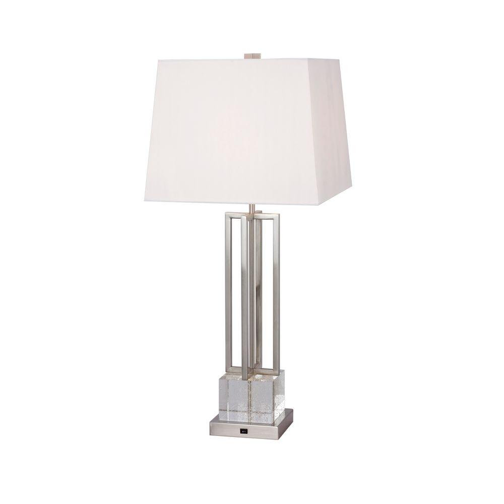 Fangio Lighting 30 In Crystal And Brushed Steel Metal Table Lamp With Led Night Light Fangio Lighting 30 In Crystal And Brushed Steel Metal Table Lamp With Led Night Light