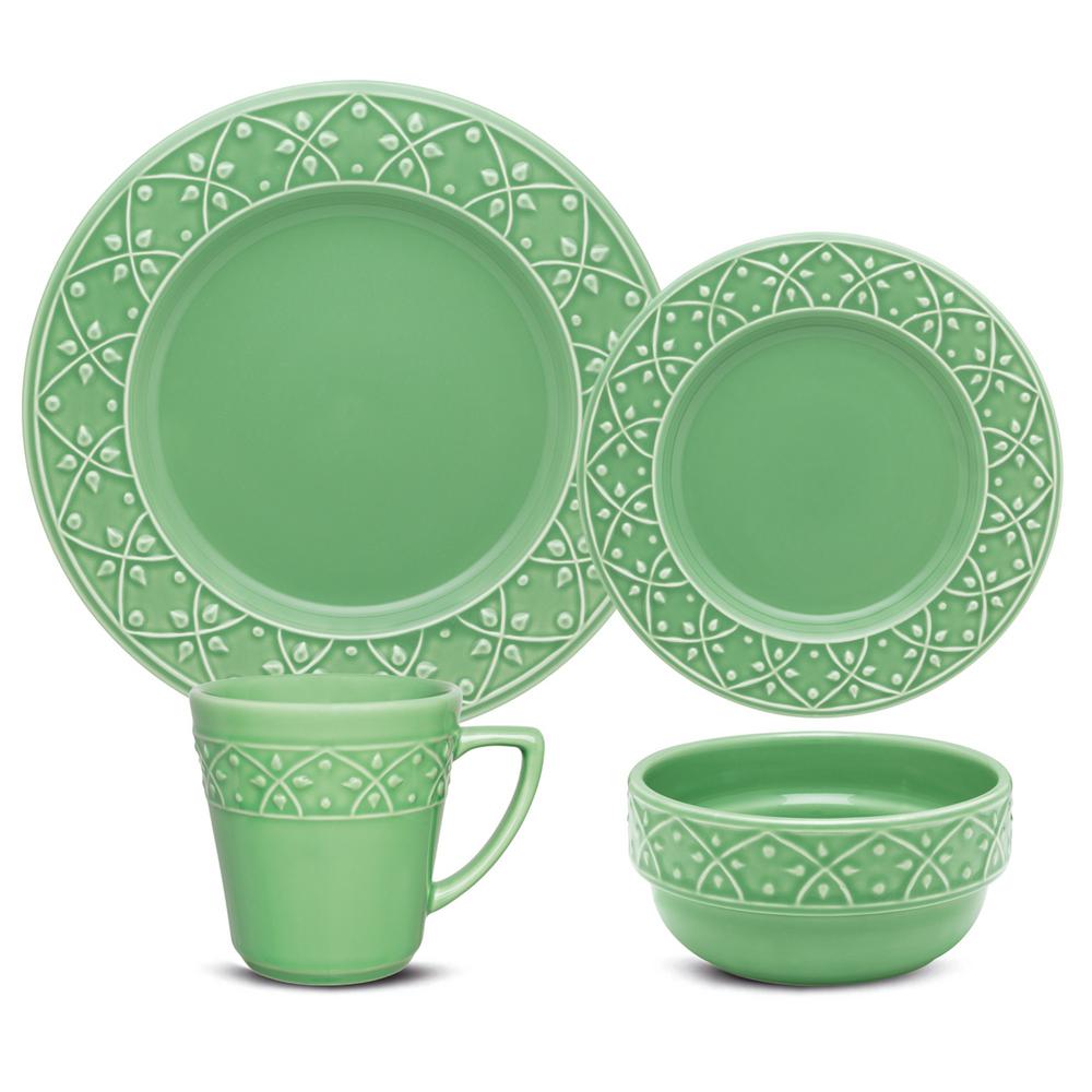 BAUM Hearth 16Piece Casual Seafoam Ceramic Dinnerware Set (Service for