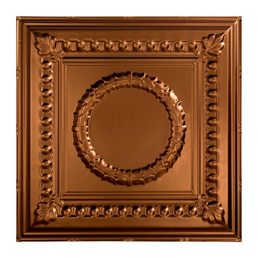 Fasade Rosette 2 ft. x 2 ft. Oil Rubbed Bronze Lay-In Vinyl Ceiling ...