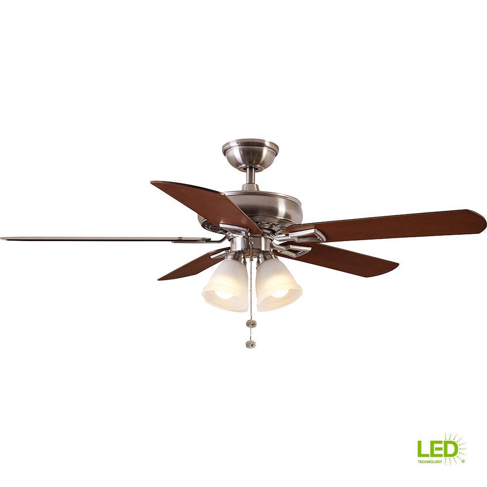 Hampton Bay Lyndhurst 52 In Led Brushed Nickel Ceiling Fan With