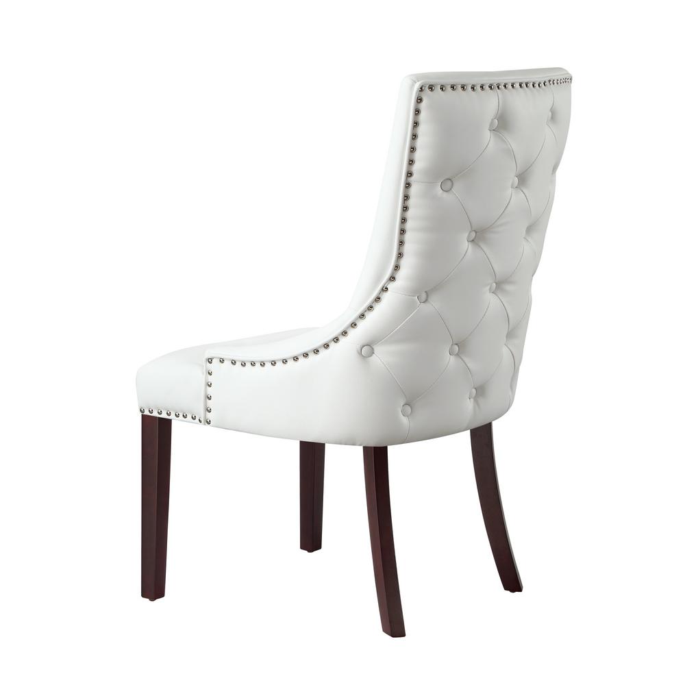 Inspired Home Piper White Chrome Pu Leather Nailhead Armless Inspired Home Piper White Chrome Pu Leather Nailhead Armless