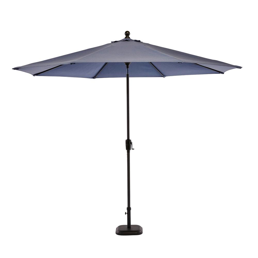 Hampton Bay 10 Ft Aluminum Auto Tilt Market Outdoor Patio Umbrella In Sky Blue 9110 01298800 The Home Depot