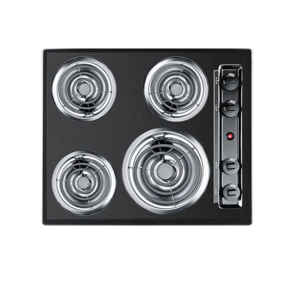 Summit Appliance 24 in. Coil Electric Cooktop in Black with 4 Elements