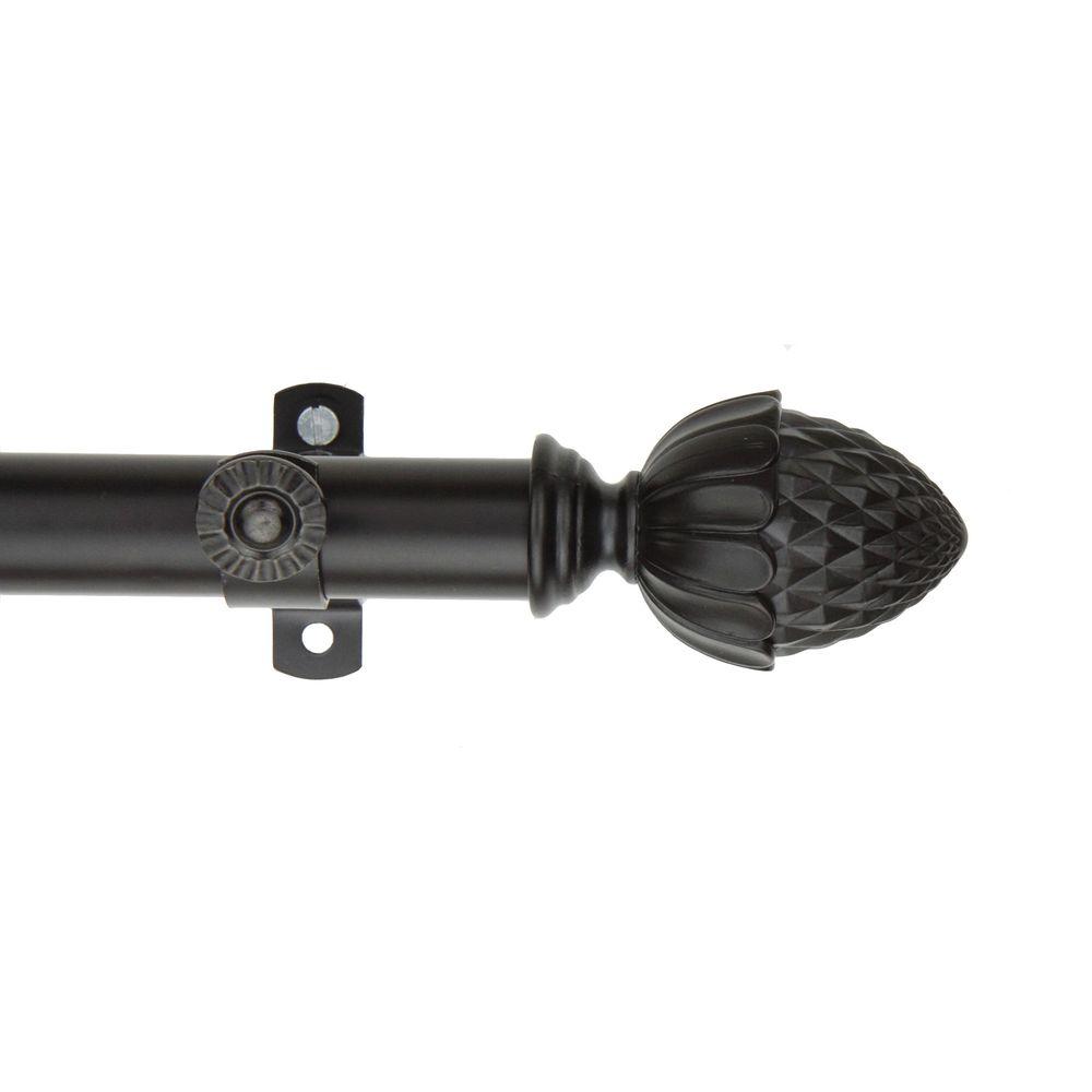 Rod Desyne 120 In 170 Telescoping Single Curtain Kit 120 In 170 Telescoping Single Curtain Rod Kit Black With Acorn Finial
