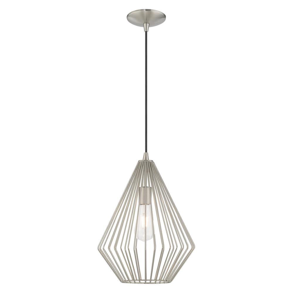 Livex Lighting 1 Light Brushed Nickel Geometric Mini Pendant Livex Lighting 1 Light Brushed Nickel Geometric Mini Pendant