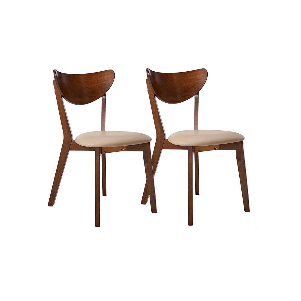 Coaster Kersey Collection Chestnut/Off White Wooden Dining Chair (Set