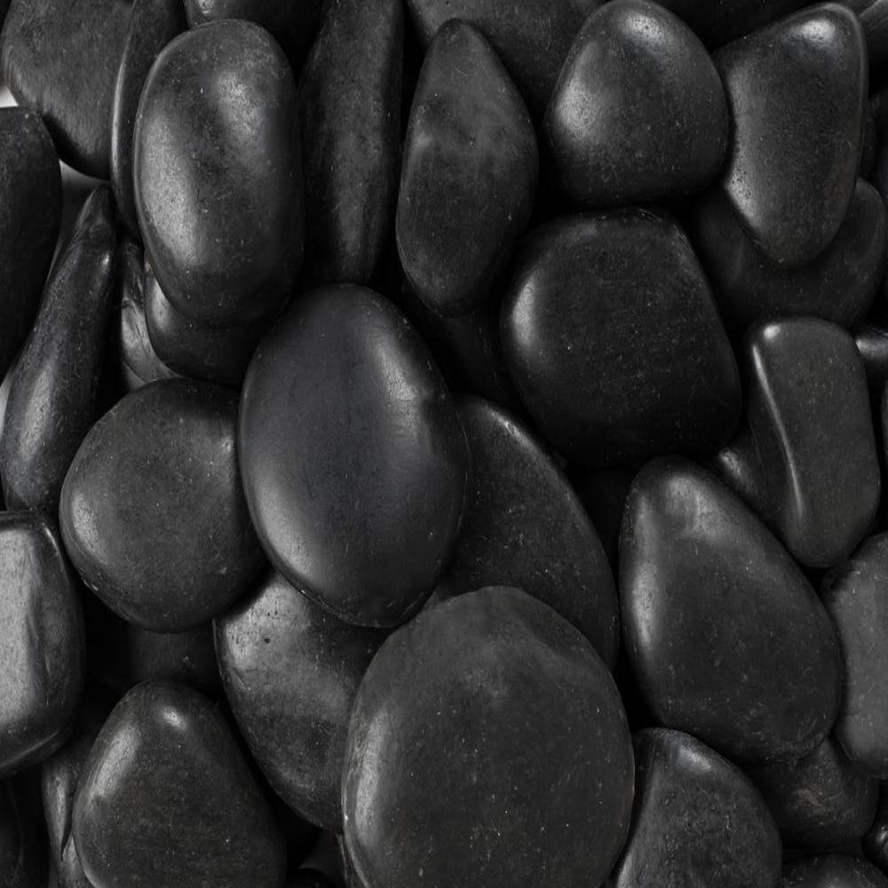 black polished pebbles bulk bag