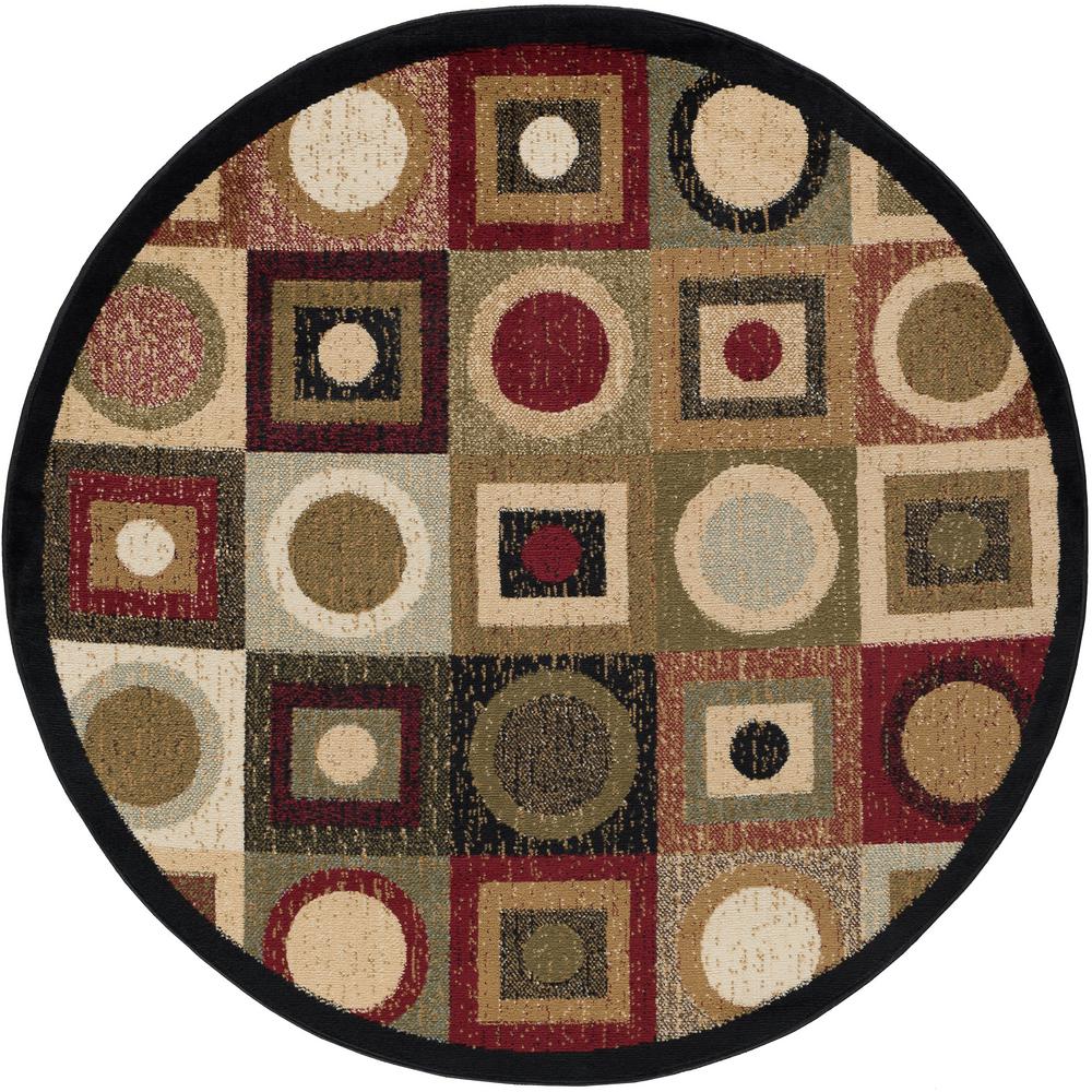 Tayse Rugs Hampton Contemporary Black 5 Ft Round Area Rug
