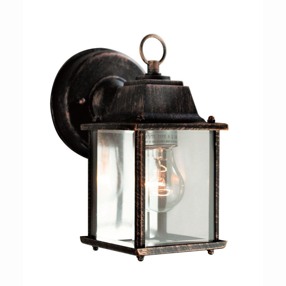 Bel Air Lighting Outdoor Wall Mounted 1 Light Black Copper Outdoor Wall Coach Lantern With Clear Glass