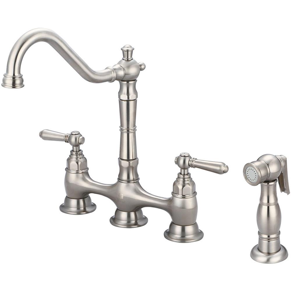 Pioneer Faucets Americana 2 Handle Bridge Kitchen Faucet With Side