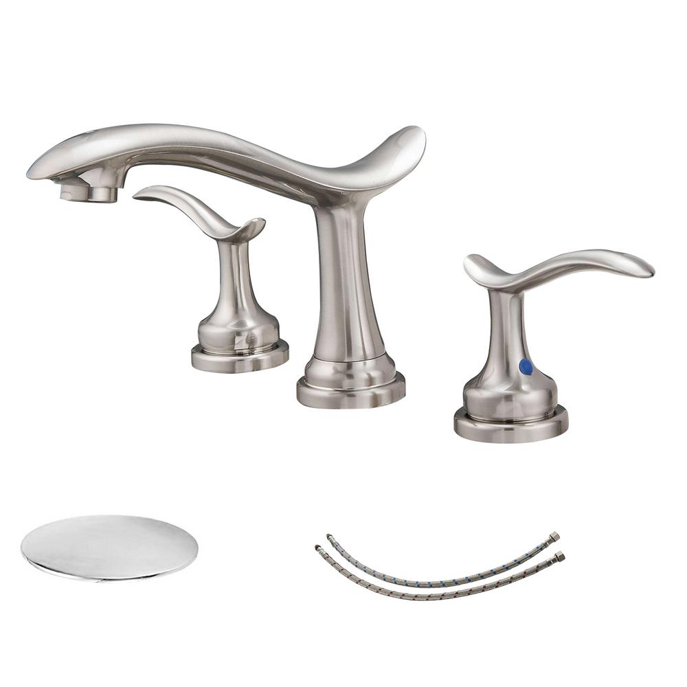BWE 8 in. Waterfall Widespread 2Handle Bathroom Faucet With Popup