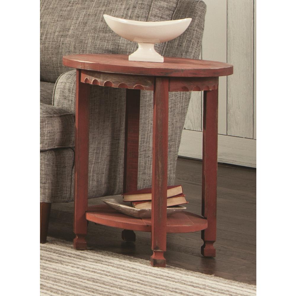 Alaterre Furniture Country Cottage Red Antique Round End TableACCA15RA