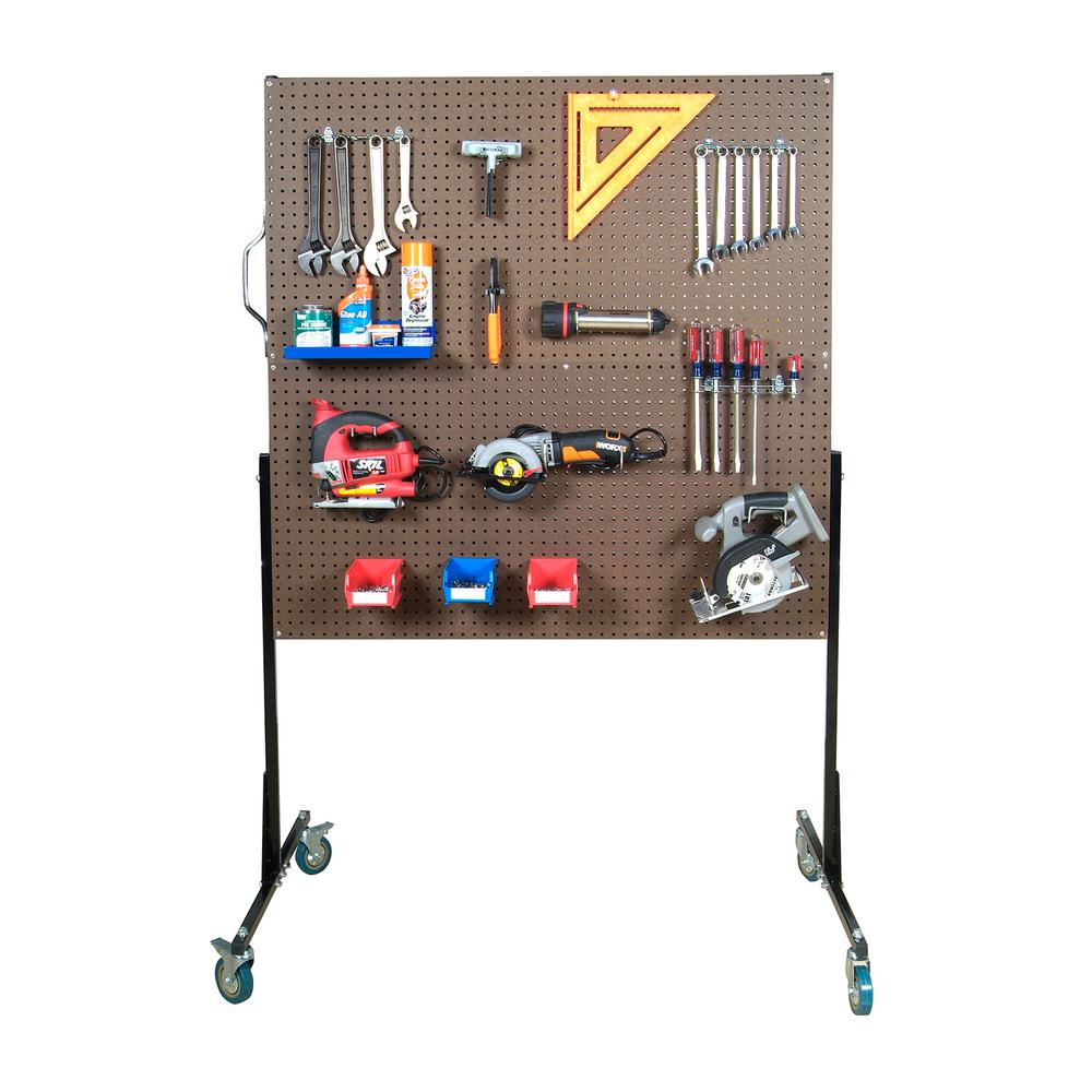 XtraWall 50 in. W Mobile Stand-Alone Pegboard Unit Utility Cart with 4 ...