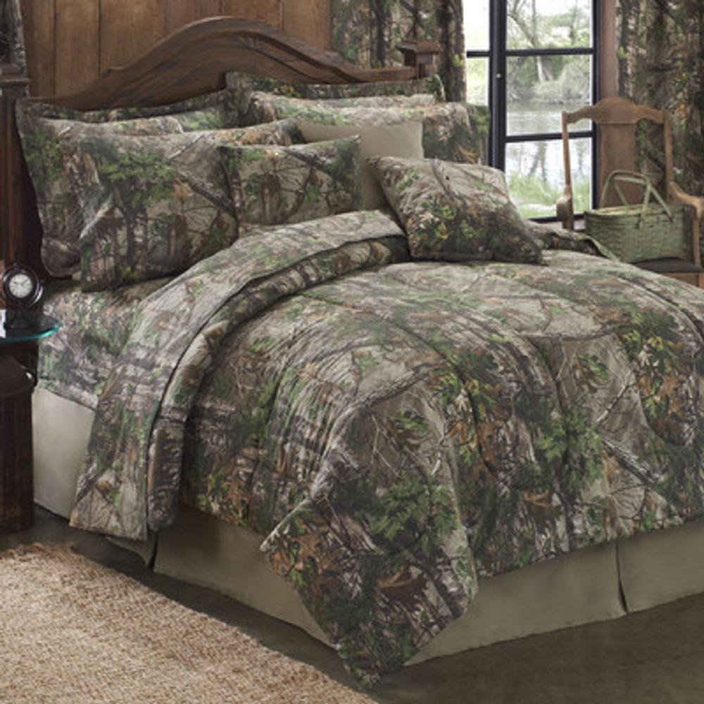 Realtree Xtra 4 Piece Green Geometric Cotton Blend Queen Sheet Set