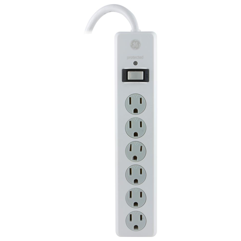 GE 6Outlet Surge Protector with 4 ft. Cord, White33658 The Home Depot