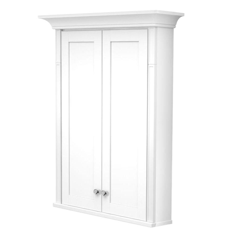 Kraftmaid 27 In W X 30 In H X 4 5 8 In D Bathroom Storage Wall Cabinet With Decorative Accents In Dove White Vw270430 S3 7131sn The Home Depot