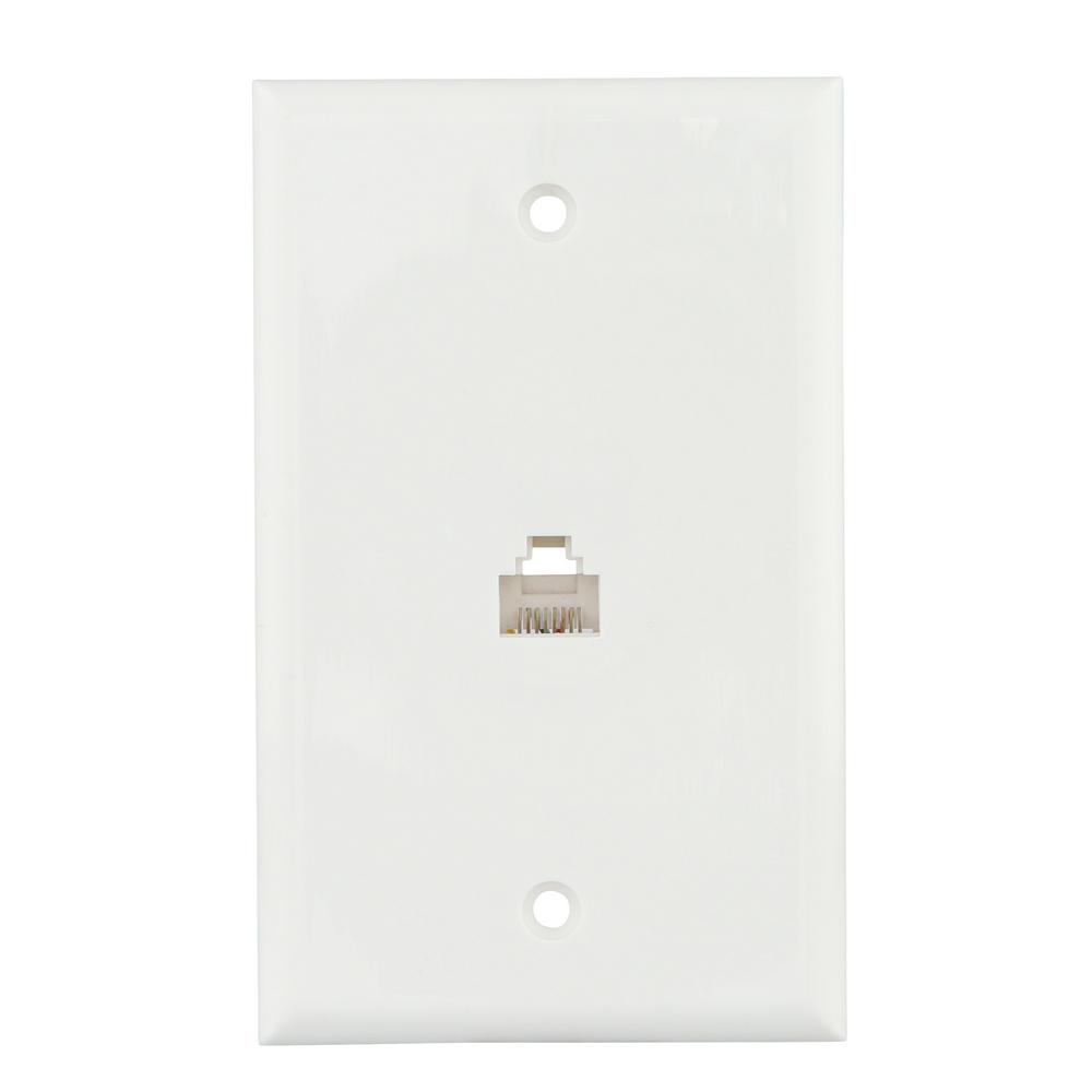 Commercial Electric White 1 Gang Ethernet Wall Plate 1 Pack 216 8c The Home Depot