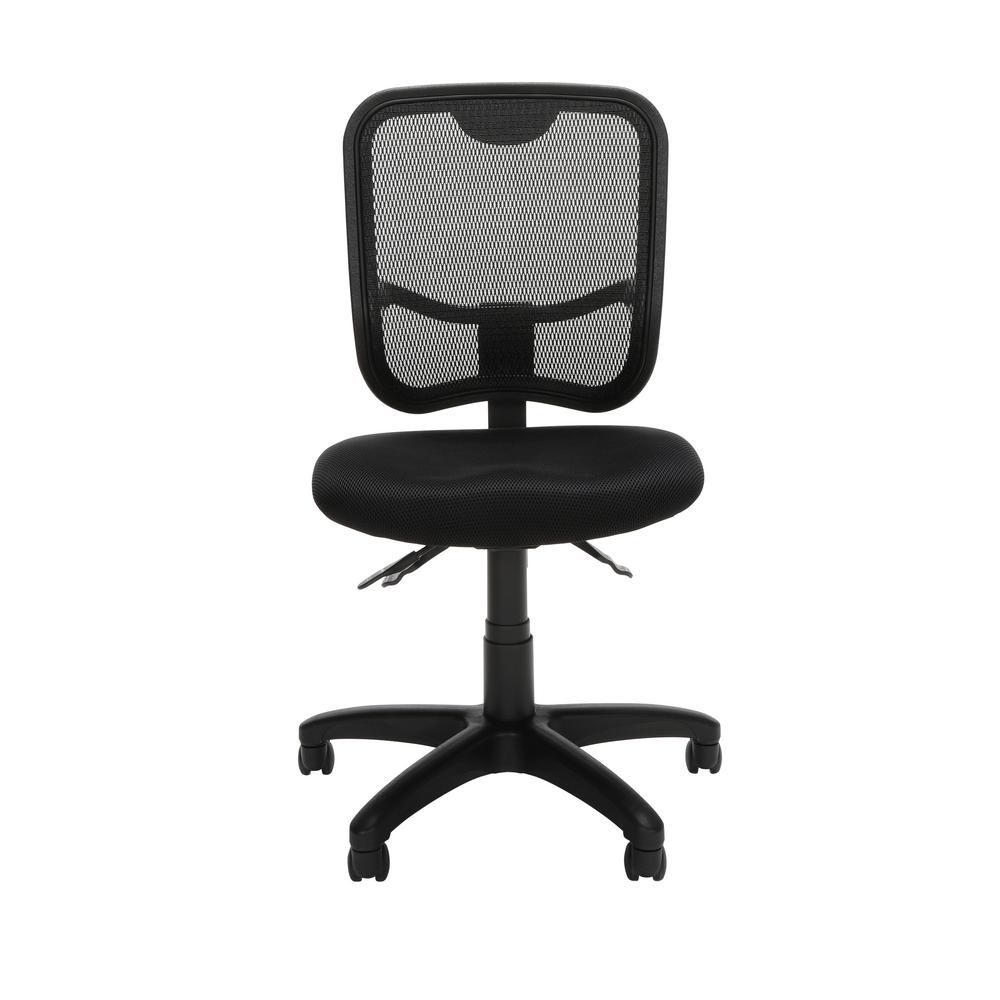 Ofm Black Armless Task Chair Core Collection Comfort Series In Ergonomic Mesh Mid Back 130 A05 The Home Depot