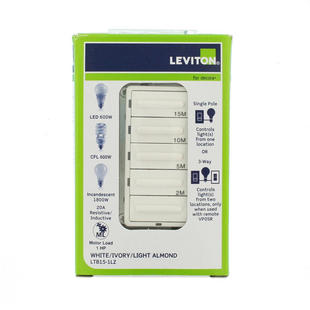 Leviton Decora Switch Preset Countdown Timer 1800W Incandescent 15