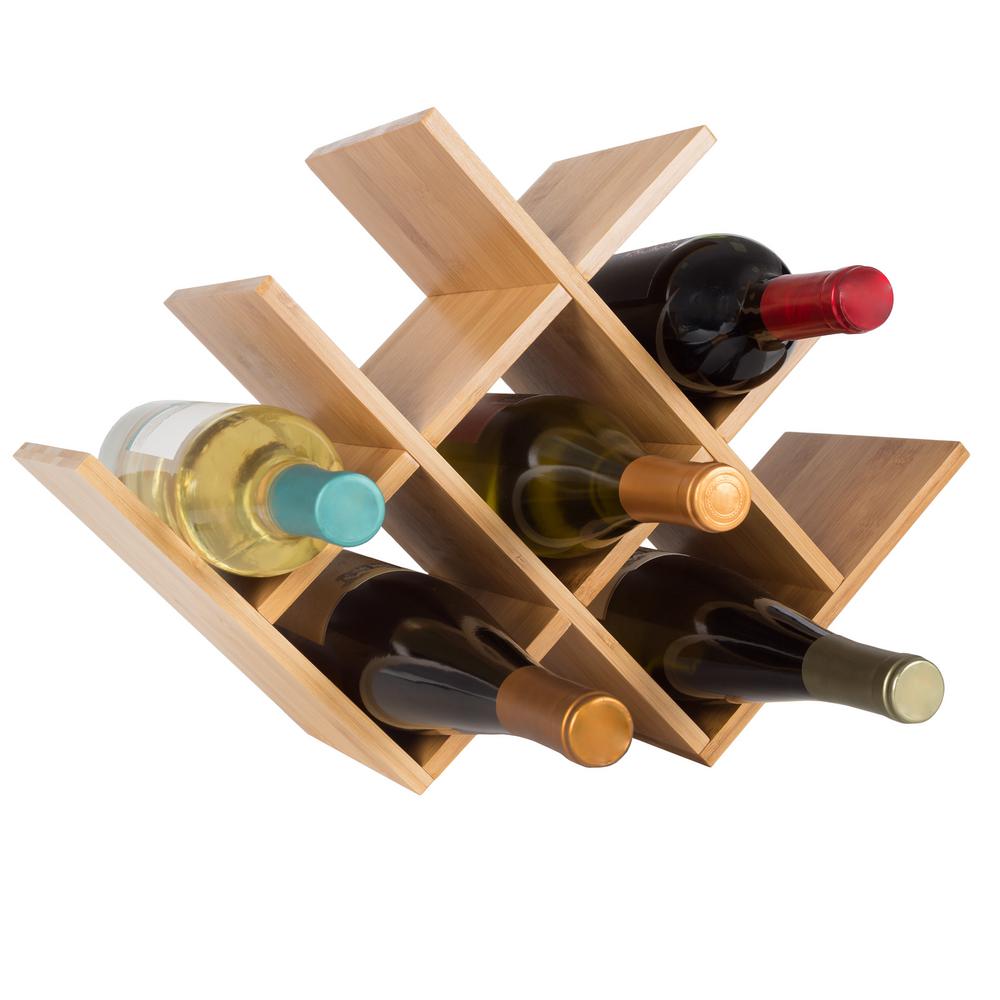 Classic Cuisine 8 Bottle Tabletop Free Standing Bamboo Wine