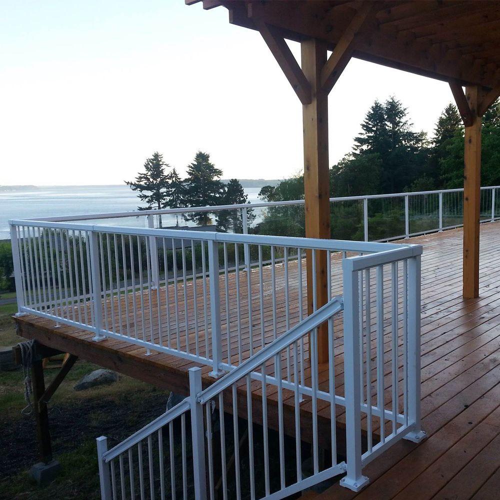 Peak Aluminum Railing White 6 Ft Stair Hand And Base Rail Kit 50112 The Home Depot Peak Aluminum Stair Railing