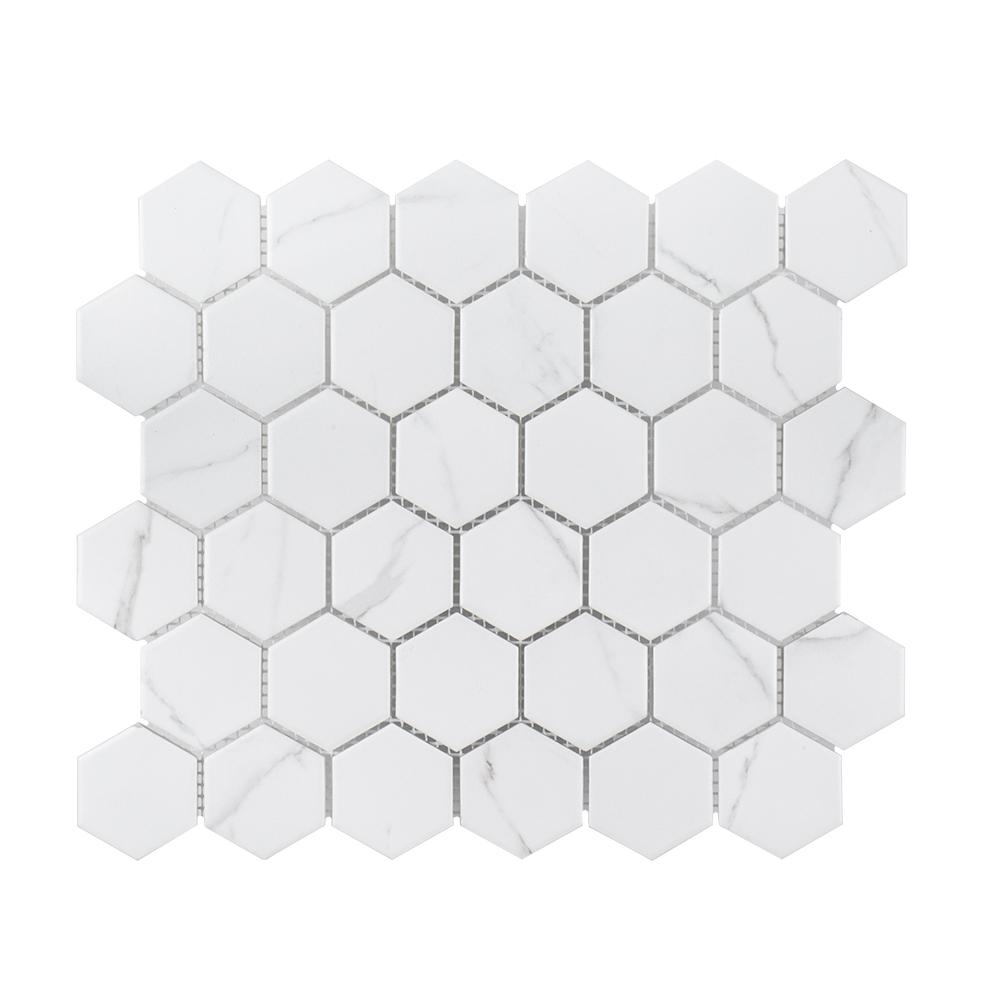 Whisper Valley White 11 in. x 12.687 in. x 6 mm Hexagon Matte Porcelain Wall and Floor Mosaic Tile