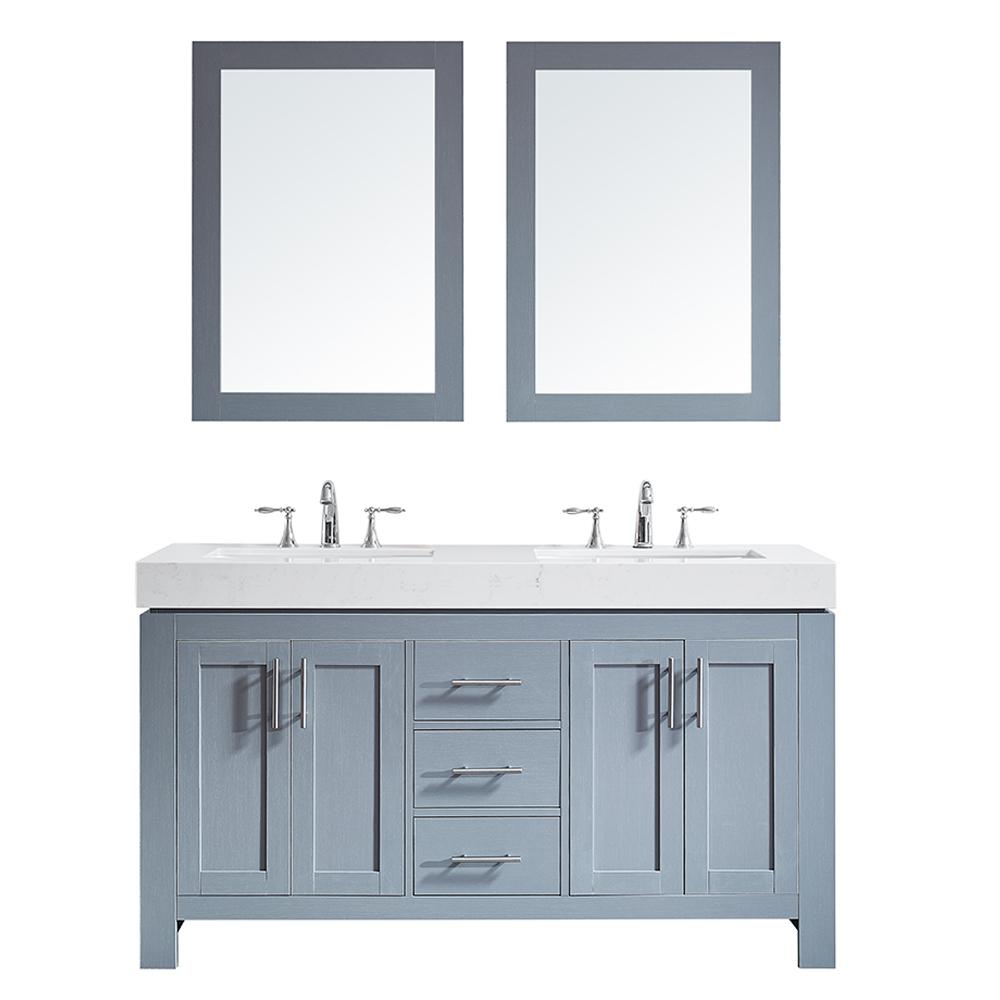 Roswell Es 60 In W X 22 D Bath Vanity Grey With Quartz Es 60 In W X 22 D Bath Vanity Grey With Quartz Top White Basinirrors