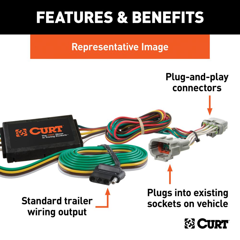 CURT Custom Vehicle-Trailer Wiring Harness, 4-Way Flat, Select Infiniti G25, G35, G37, Q60, Nissan Rogue, Quick T-Connector-56033 - The Home Depot The Home Depot