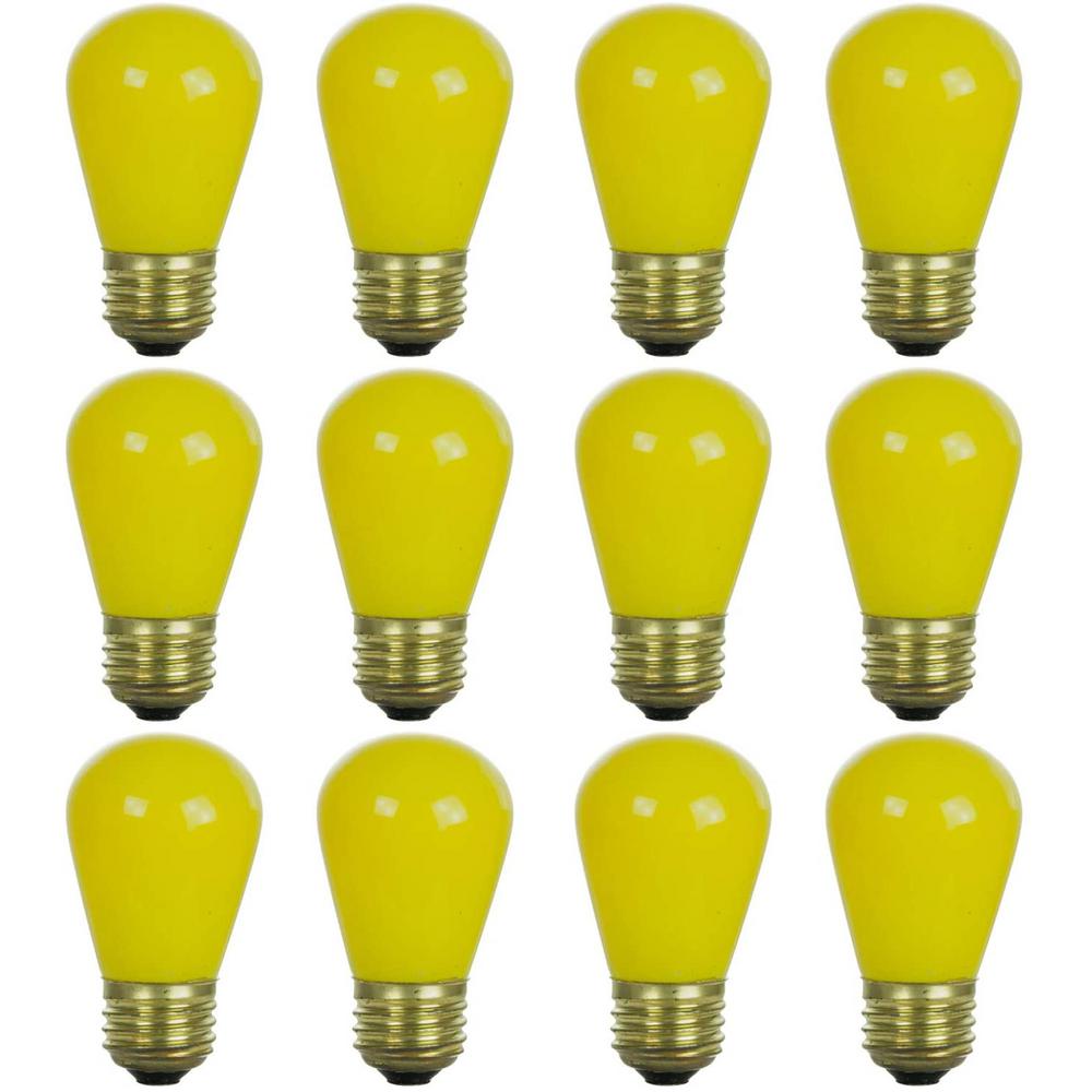 Sunlite 11Watt S14 Dimmable Yellow Colored Party Bulbs for String