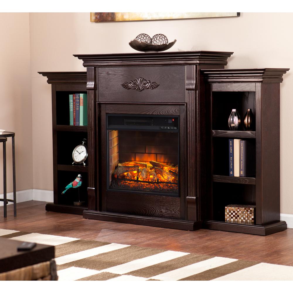 Greenfield 70 25 In Infrared Electric Fireplace With Bookcases Greenfield 70 25 In Infrared Electric Fireplace With Bookcases Clic Espresso Hd91265 The Home Depot