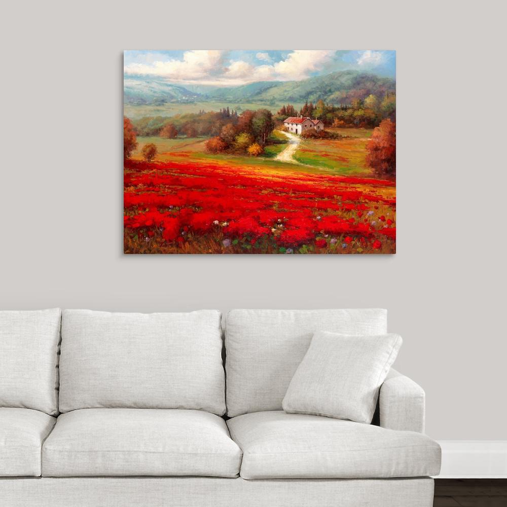 GreatBigCanvas "Poppy Fields Afar" by Great BIG Canvas Canvas Wall Art