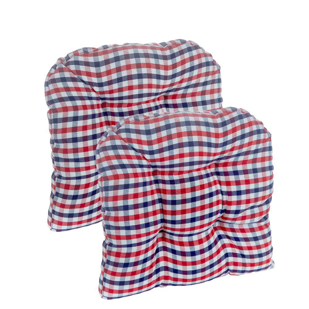 Gripper Gingham Red White Blue 15 X Universal Chair Cushion Gripper Gingham Red White Blue 15 X Universal Chair Cushion Set Of