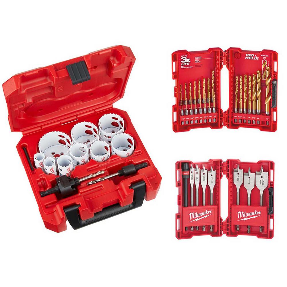 Milwaukee Hole Dozer General Purpose BiMetal Hole Saw Set with Titanium Drill Bit Set and Spade