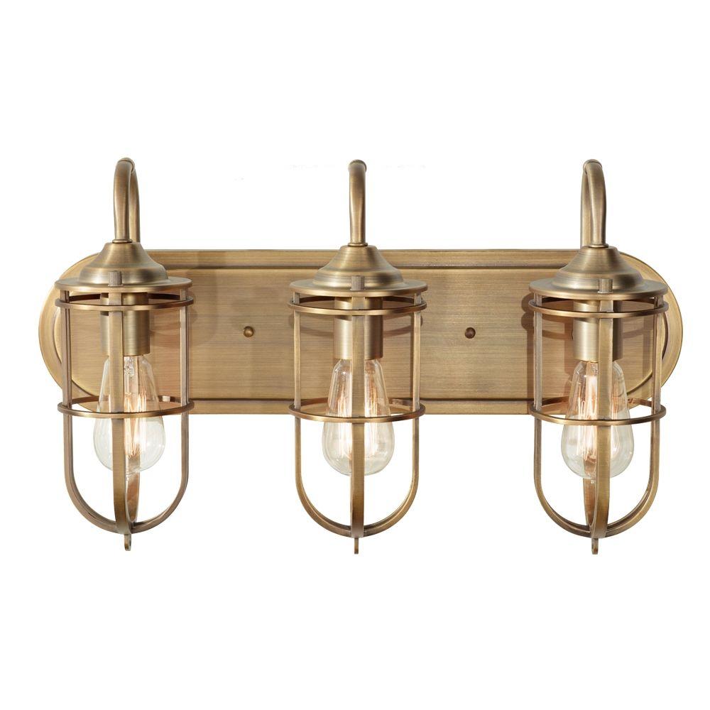 Feiss Urban Renewal 3 Light Dark Antique Brass Vanity Light