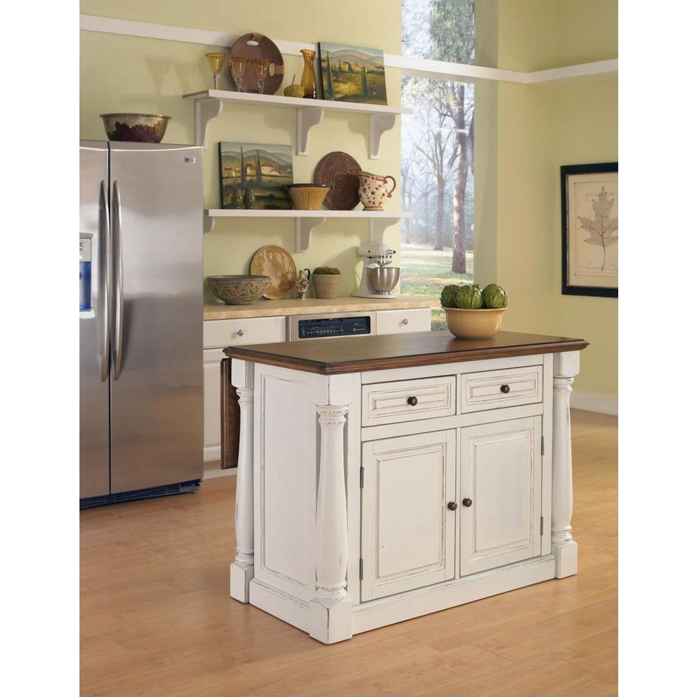 Monarch White Kitchen Island With Seating
