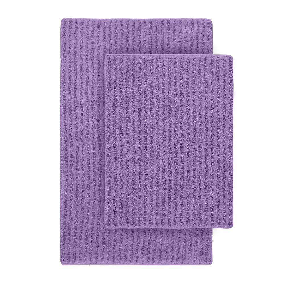 Garland Rug Sheridan Purple 21 in. x 34 in. Washable Bathroom 2Piece