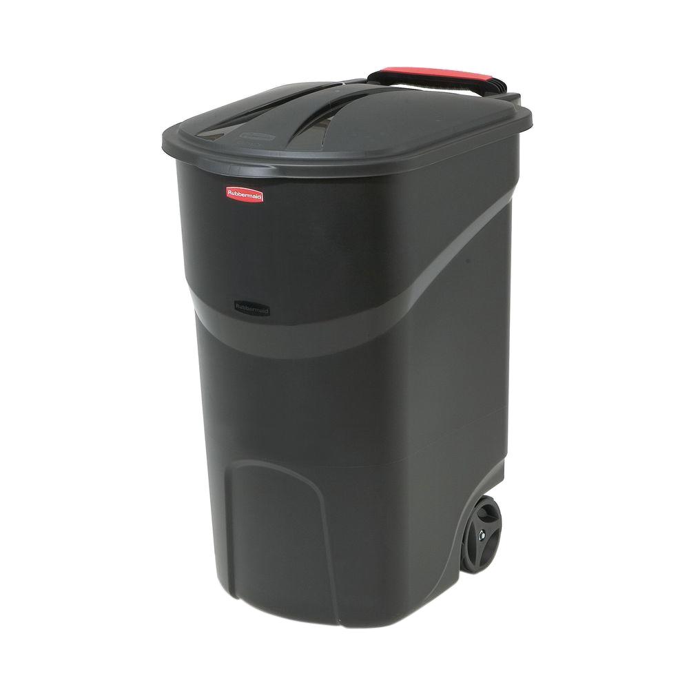 Rubbermaid The Home Depot Roughneck 45 Gal Black Wheeled Trash Can With Lid