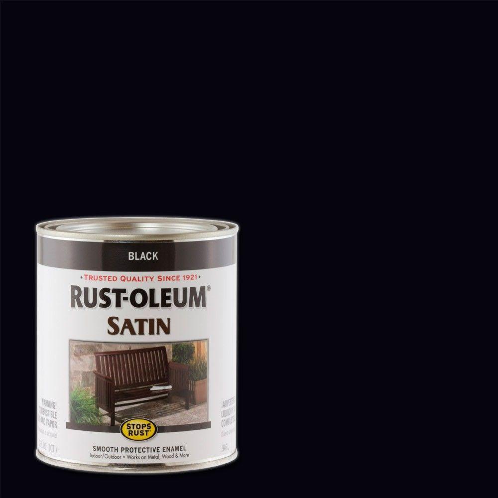 Rust Oleum Stops Rust 1 Qt Protective Enamel Satin Black Interior 