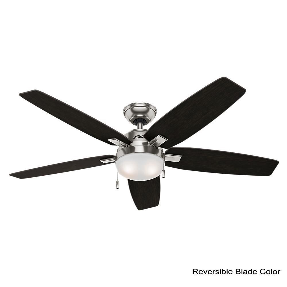 Hunter Antero 54 In Led Indoor Brushed Nickel Ceiling Fan With Light Bundled Handheld Remote Control