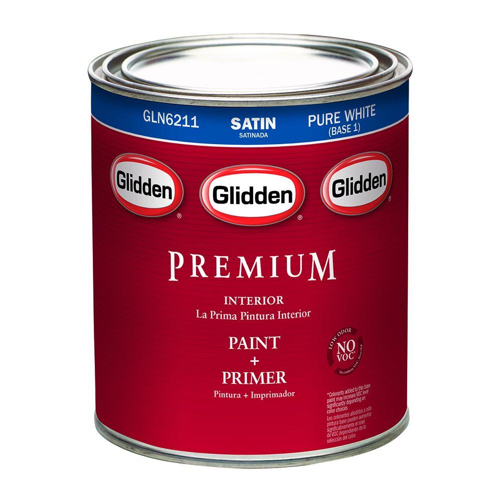  Glidden  Premium 1 qt Pure White Satin Interior Latex 