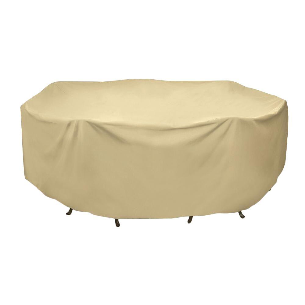 Two Dogs Designs 108 In Round Patio Table Set Cover Khaki 2d Round Patio Table Set Cover In Khaki