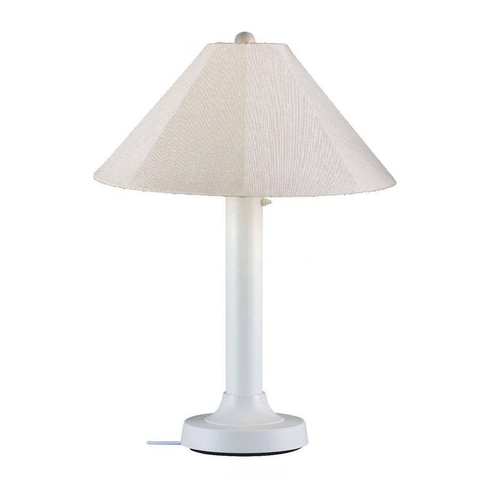 Patio Living Concepts Catalina 34 In White Outdoor Table Lamp With Patio Living Concepts Catalina 34 In White Outdoor Table Lamp With Canvas Linen Shade
