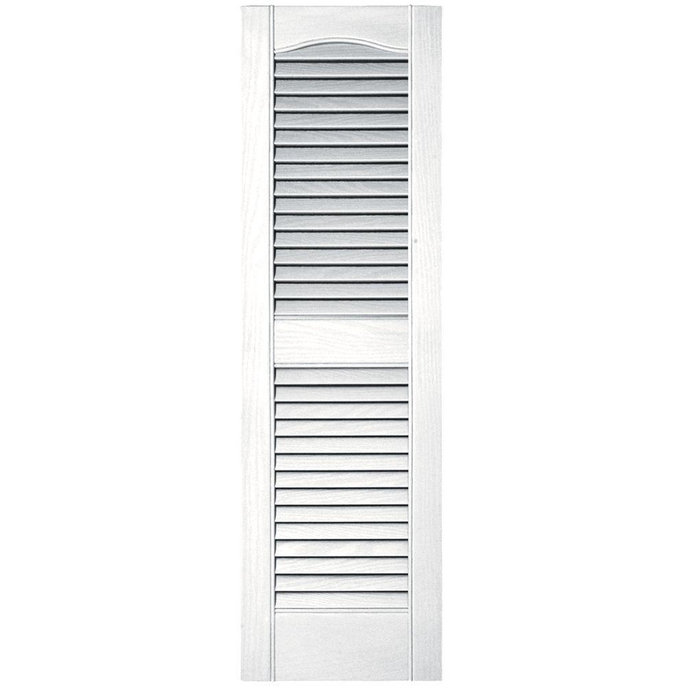 Builders Edge 12 In X 39 Louvered Vinyl Exterior Shutters Pair 002 Black